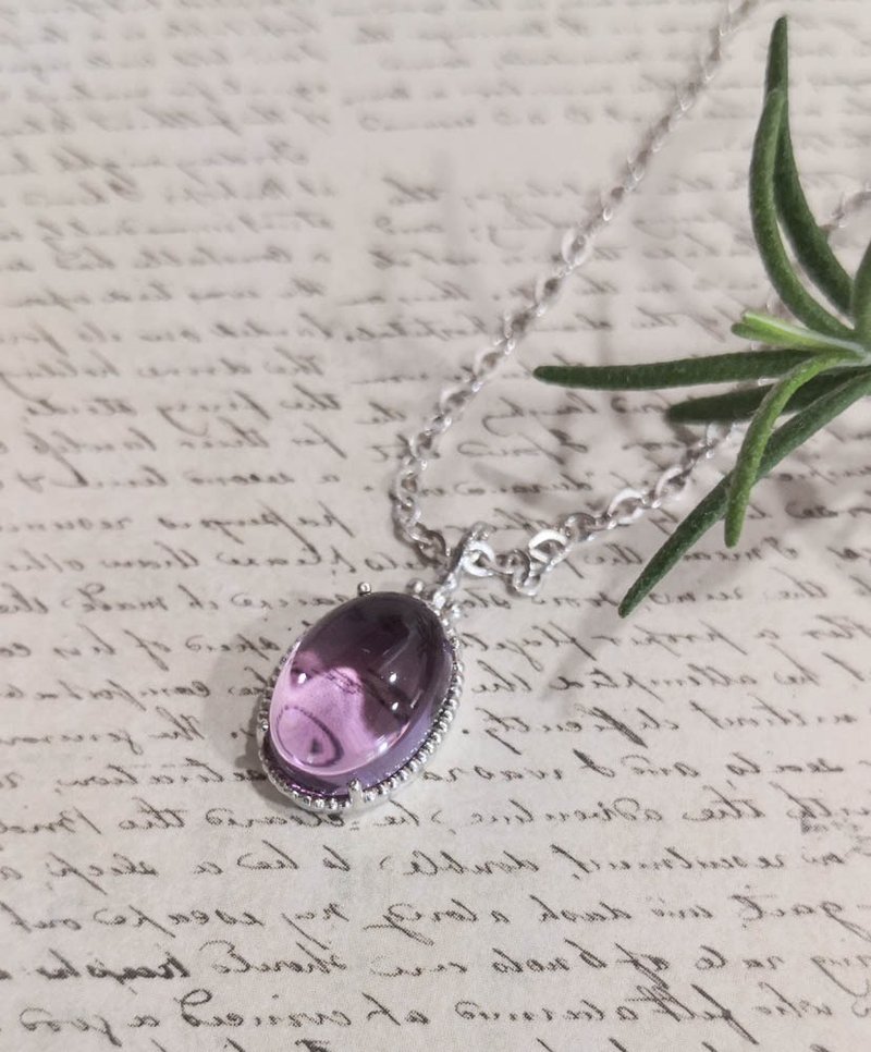 薰衣草紫水晶古典纯银坠链 - 项链 - 宝石 紫色