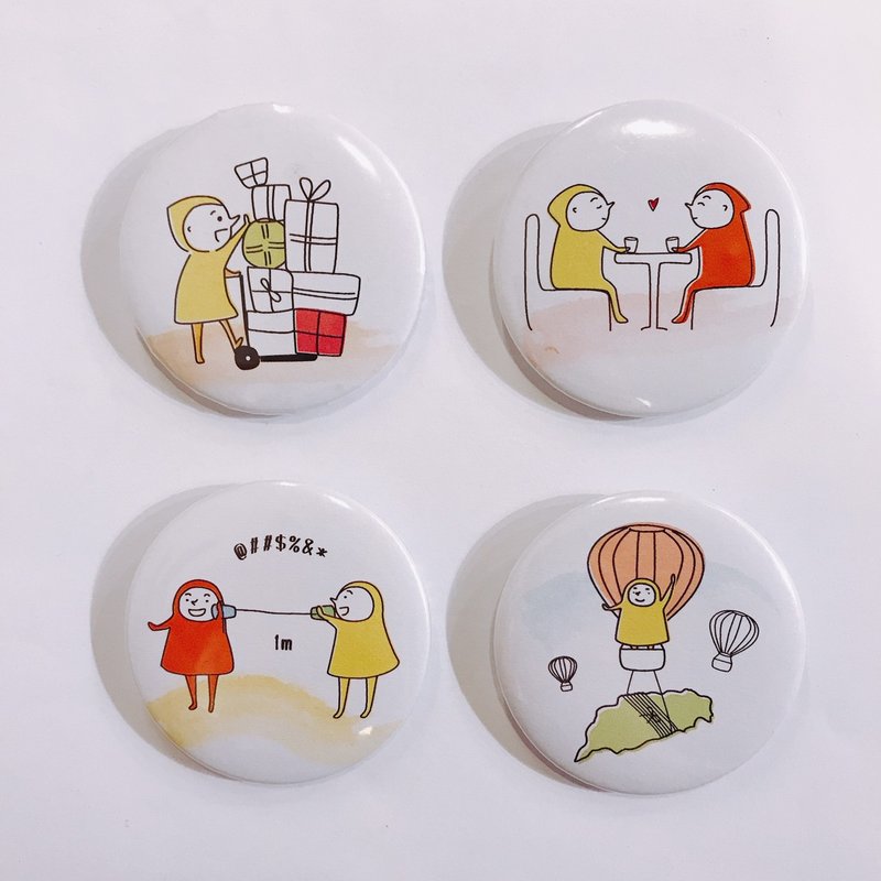 可爱小人的新生活 设计款徽章/别针 (共四款) - 徽章/别针 - 其他金属 