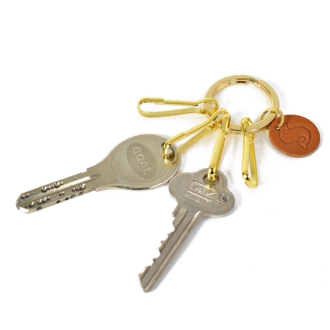 Genuine Leather Initial Keychain Key Ring Charm Compact Small Domestic Key Genuine Leather Made in Japan JAK094 - 钥匙链/钥匙包 - 真皮 黑色