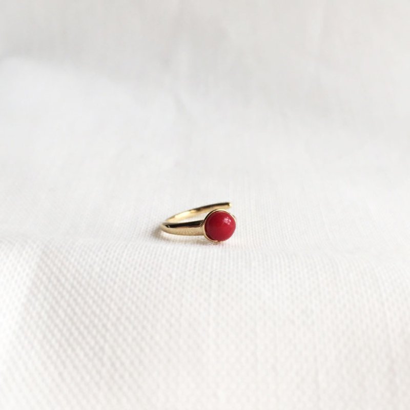 红珊瑚耳夹 - 耳环/耳夹 - 宝石 红色