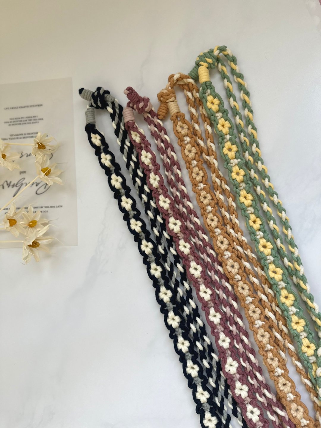 框框花可调式手机挂绳。背带/可调整/Macrame - 挂绳/吊绳 - 棉 