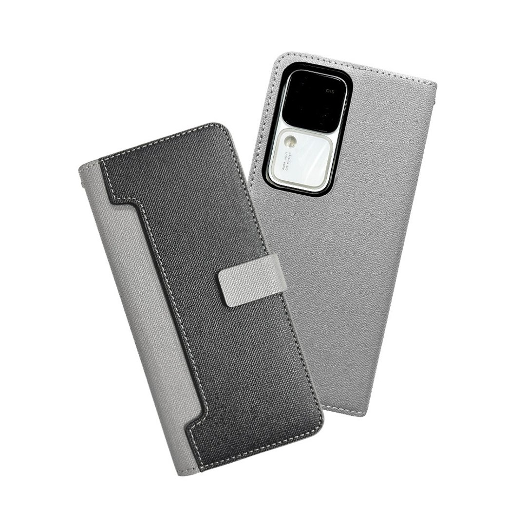 CASE SHOP vivo V30 / V30 Pro前收纳侧掀皮套-黑 - 手机壳/手机套 - 人造皮革 黑色