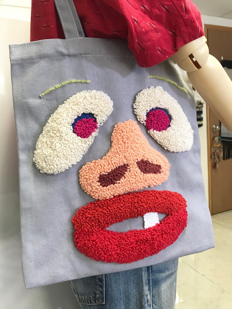 人脸图案 TOTEBAG (定制品) - 侧背包/斜挎包 - 棉．麻 