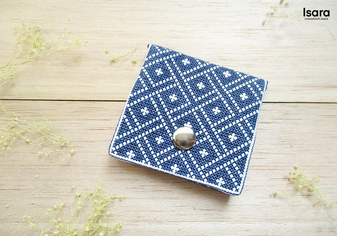 coin purse - 零钱包 - 绣线 蓝色