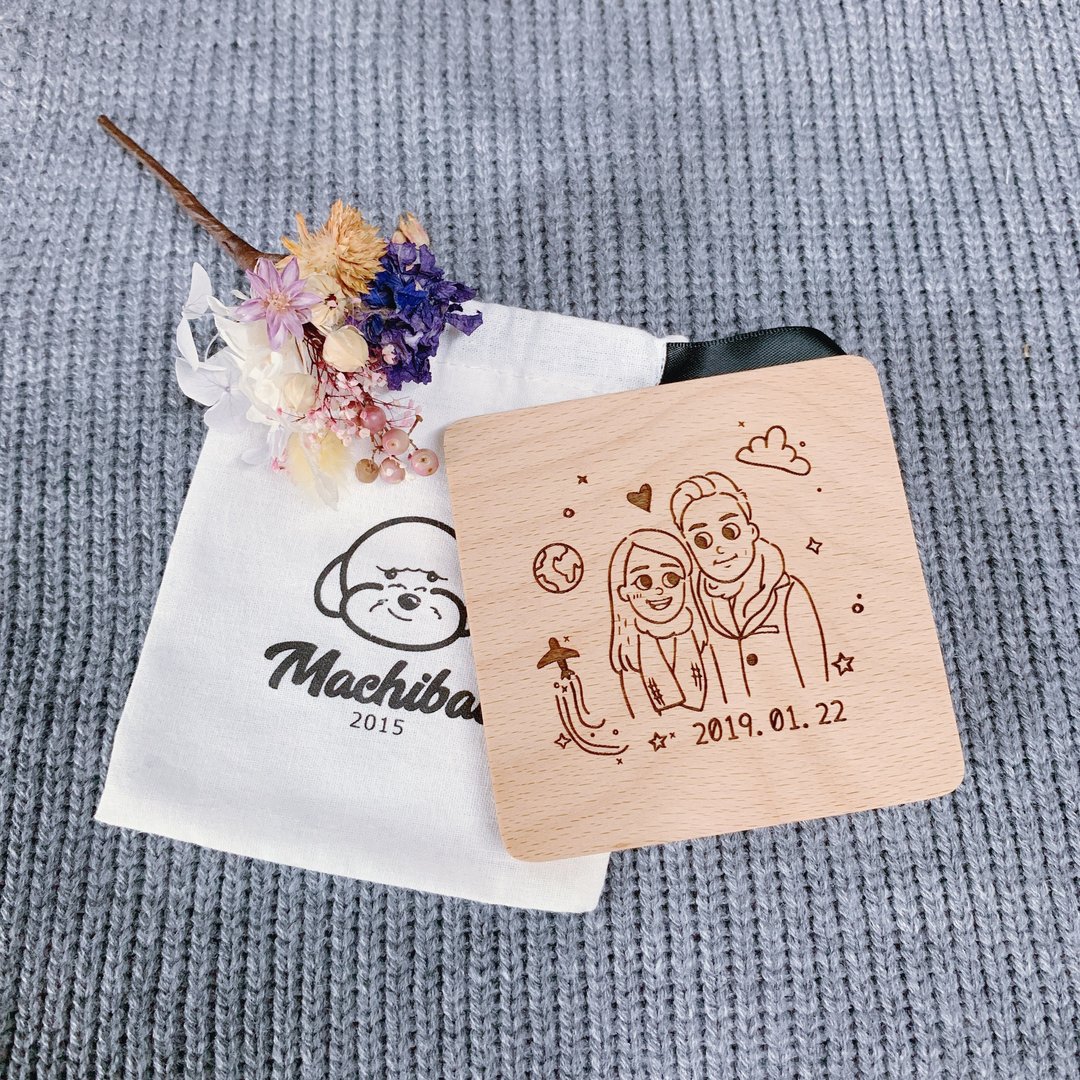 定制化木刻杯垫 - 杯垫 - 木头 咖啡色