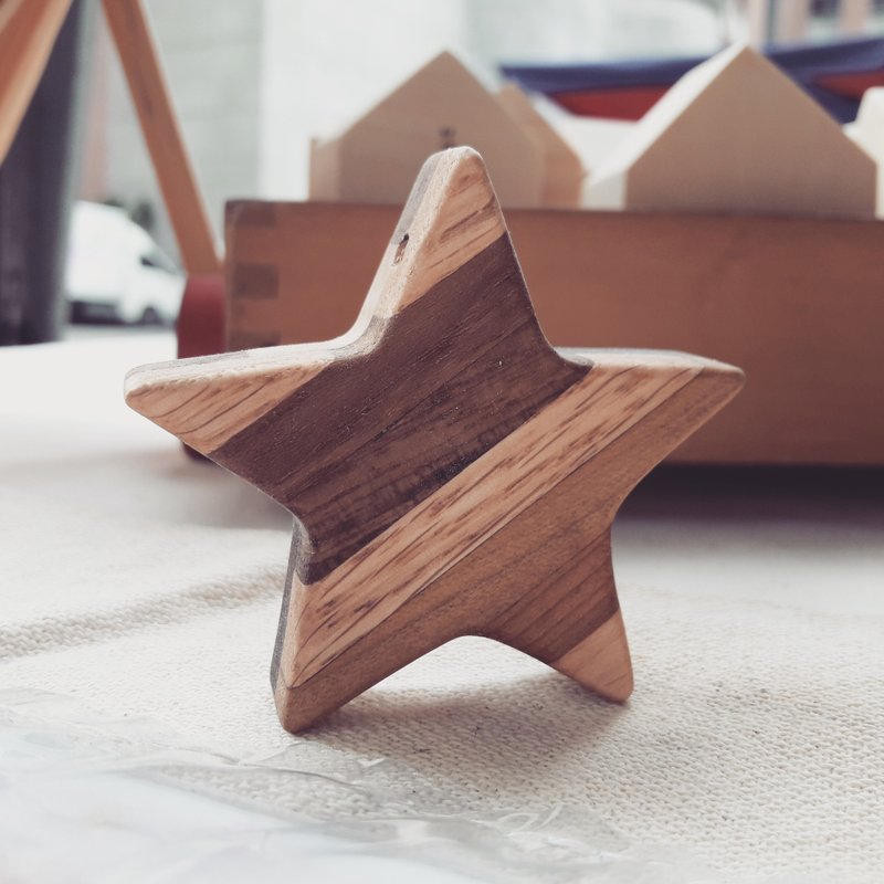 【original.木】双面拼木_幸运星 - 项链 - 木头 