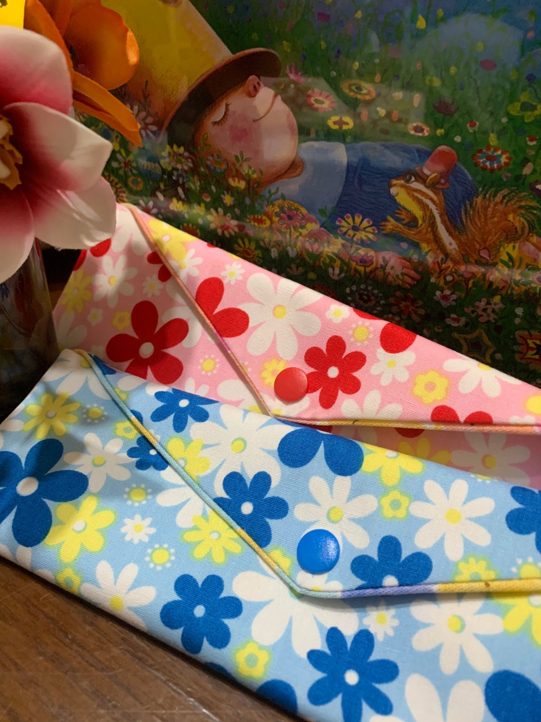 文青风闺蜜限定环保筷袋 ~花中精灵 收纳 手作餐具袋 - 收纳用品 - 棉 粉红色
