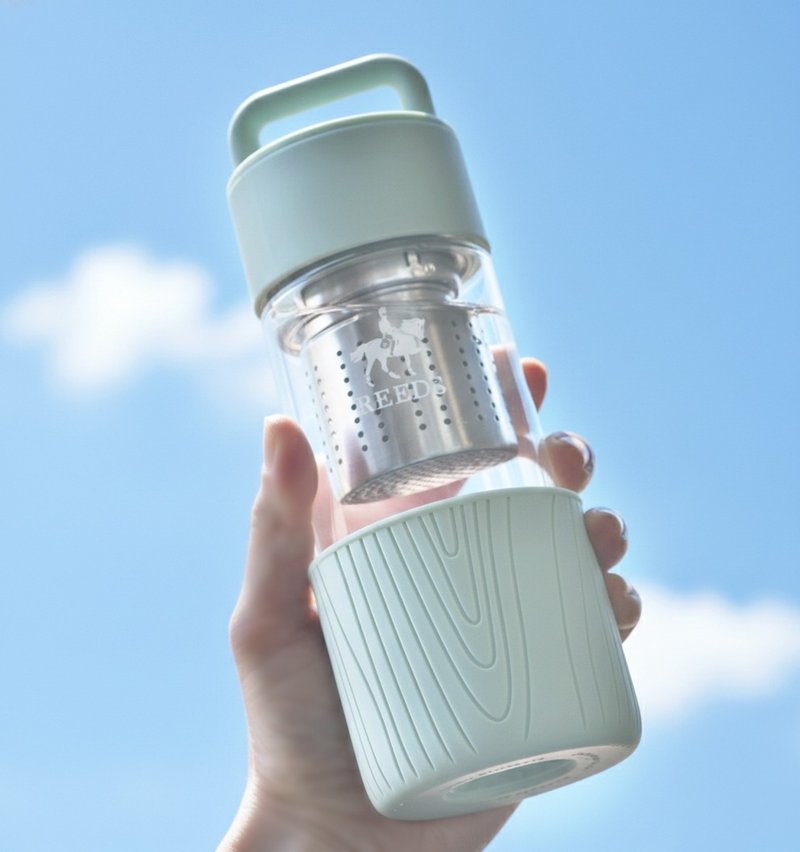 【REEDS x 康宁】晶透手提茶隔耐热玻璃水瓶 480mL - 水瓶/水壶 - 玻璃 白色