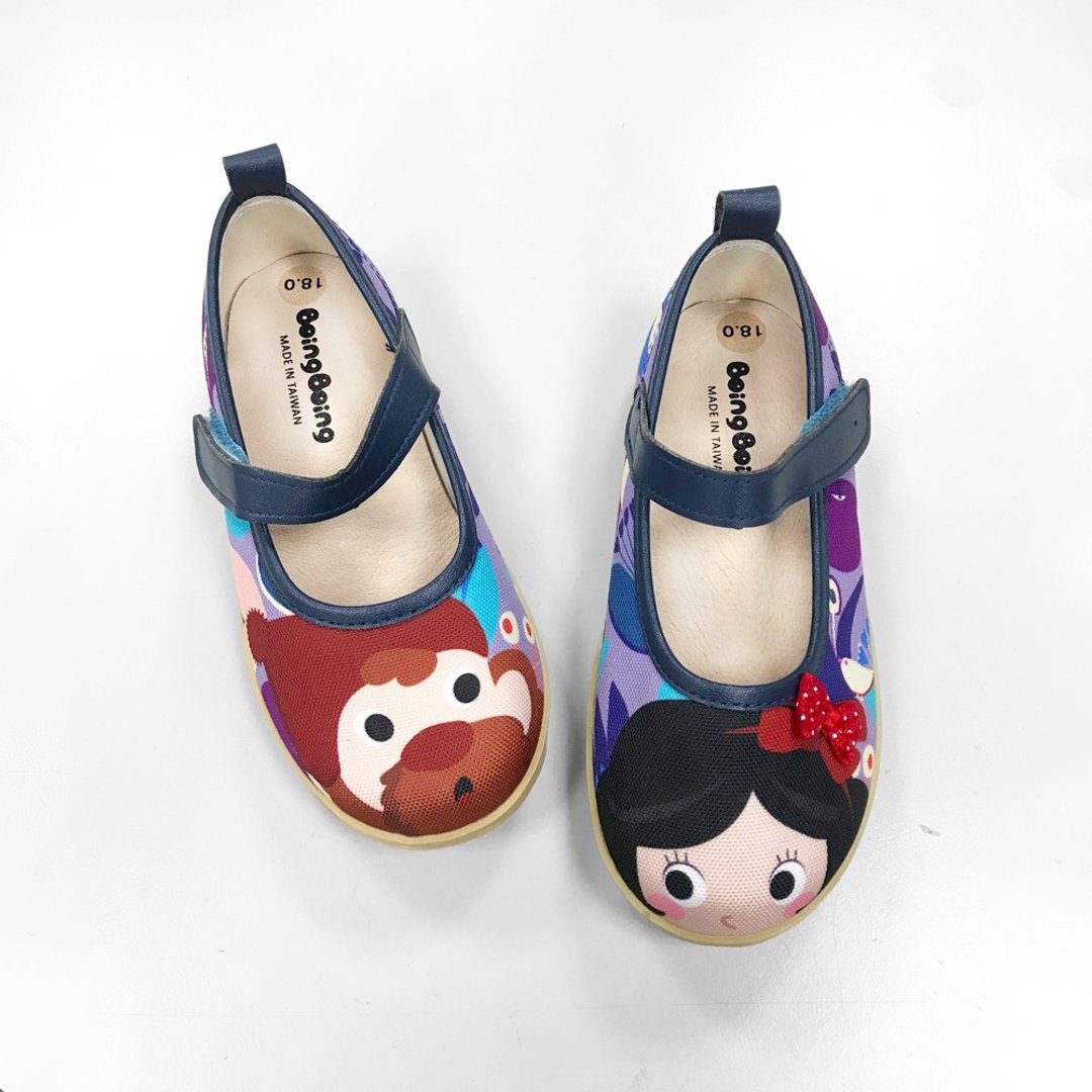 福利品 / 插画娃娃鞋 - 紫色/高雅白雪 童鞋 - 女款休闲鞋 - 棉．麻 紫色
