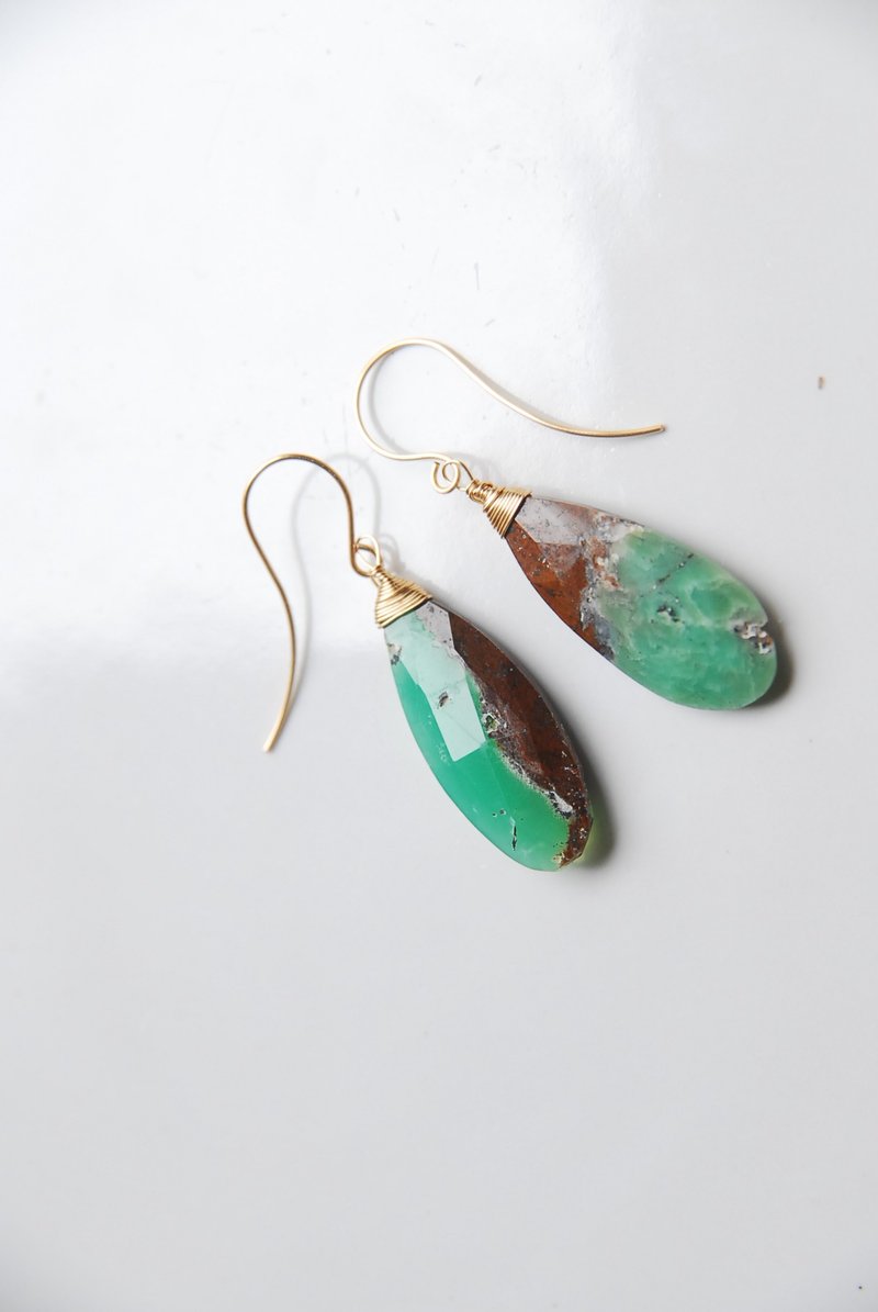 新款赫尔德石（绿玉髓）大耳饰 no.2 14kgf - 耳环/耳夹 - 半宝石 绿色