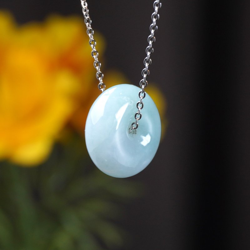 【愿·平安】冰绿翡翠平安扣吊饰 | 天然缅甸翡翠A货 | 送礼 - 项链 - 玉石 绿色