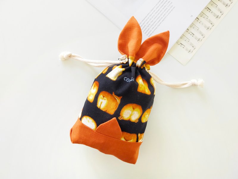 柯基爱吐司 小怪兽袋/束口袋/随身包/手机袋 - 化妆包/杂物包 - 棉．麻 