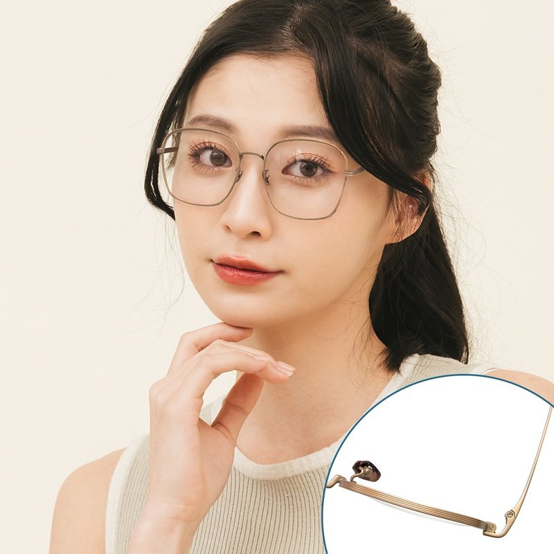 夏洛克的金丝谜底│锦缎金轻量钛质感雾面方框UV400滤蓝光眼镜 - 眼镜/眼镜框 - 其他金属 金色