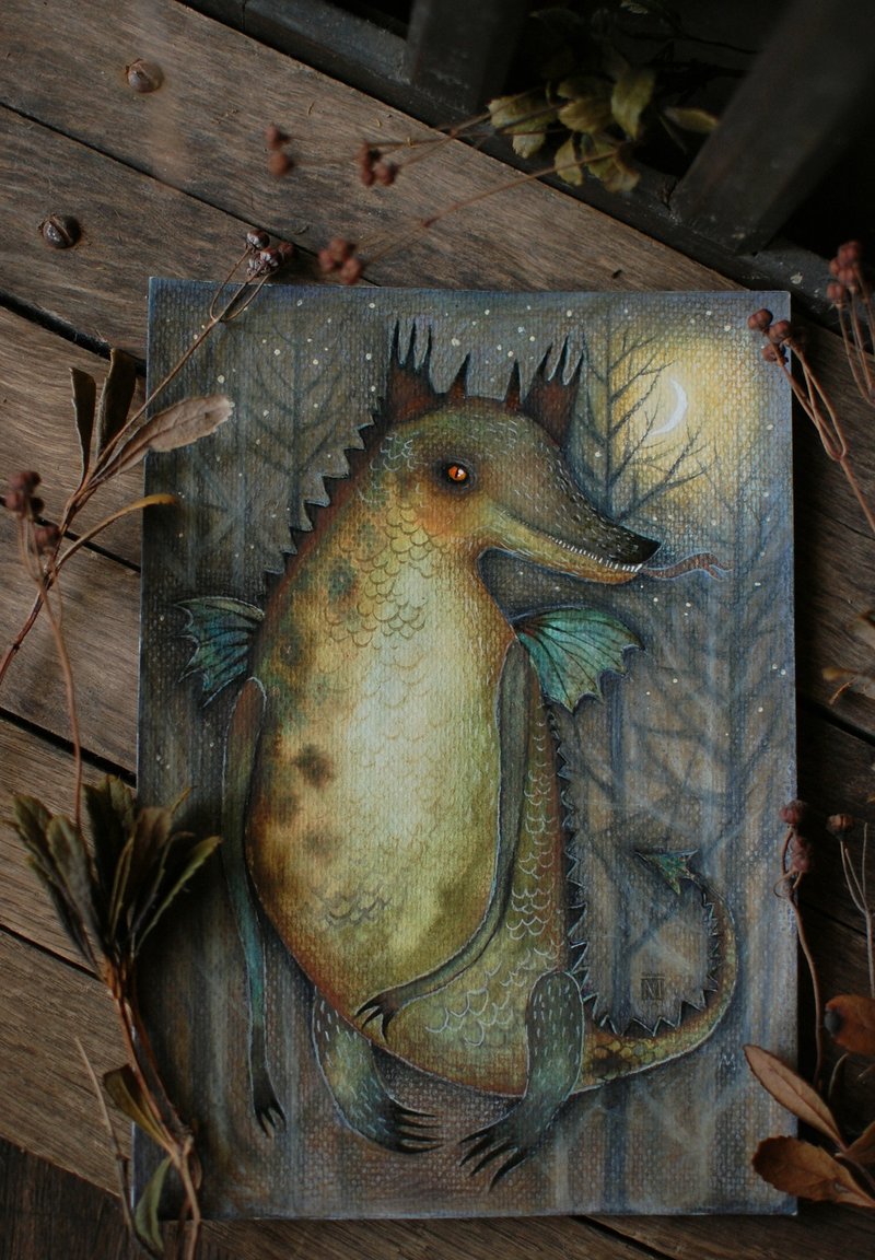 色铅笔画，彩色画绿龙 - 画框/相框 - 其他材质 