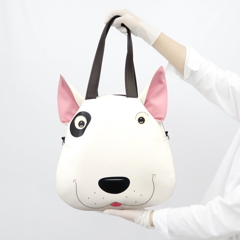 Bull terrier shoulder bag, laptop bag, large bag for animal lovers. - 电脑包 - 人造皮革 白色