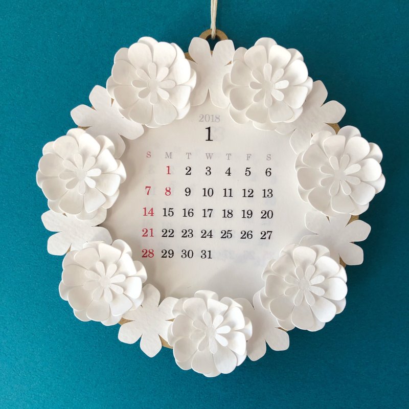 2018 Paper Wreath Calendar paper leasing calendar - 年历/台历 - 纸 白色