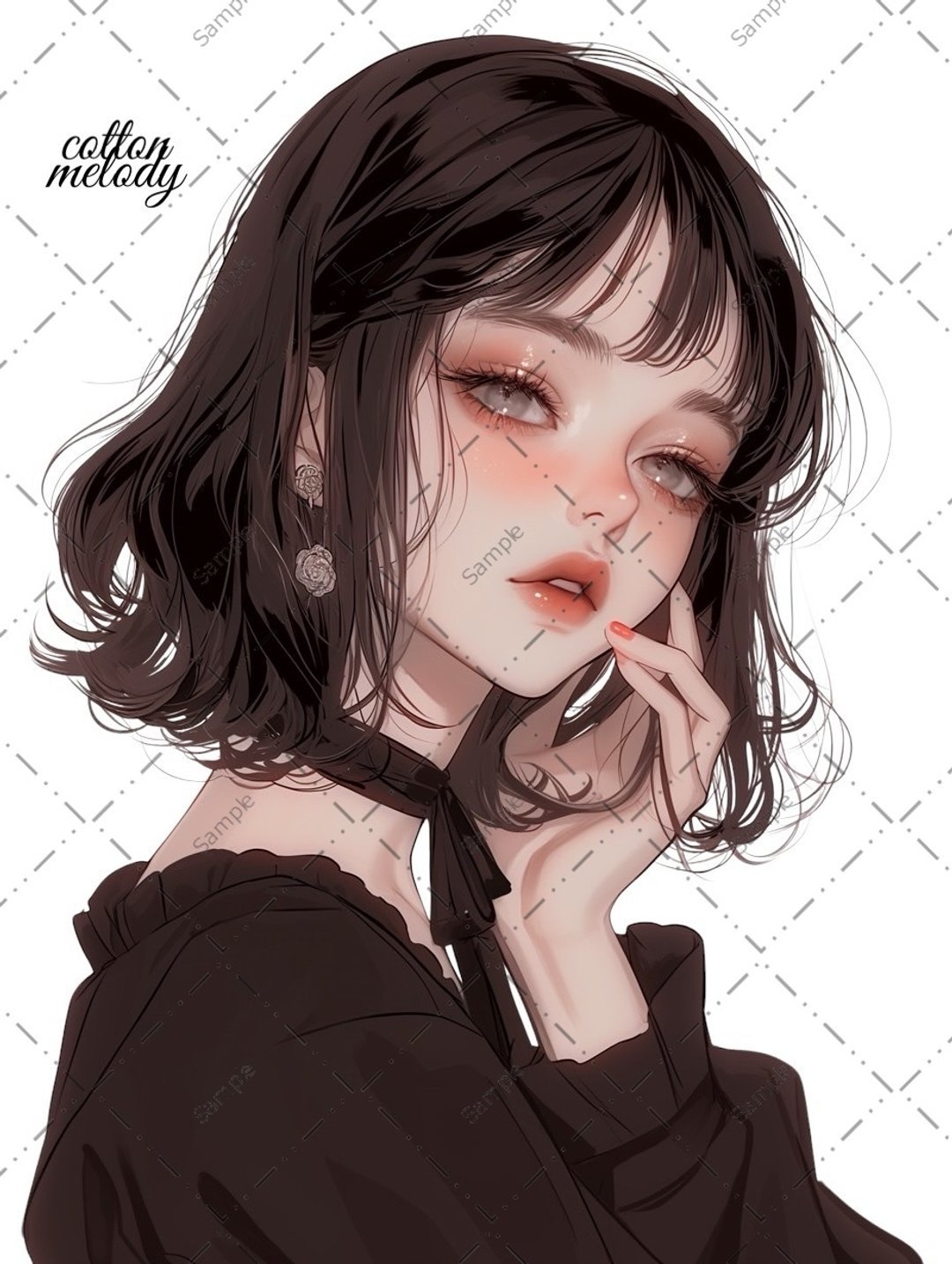 original sticker no.1420 人物贴纸 原创贴纸 人物贴纸 女孩贴纸 原创人物贴纸 - 贴纸 - 纸 