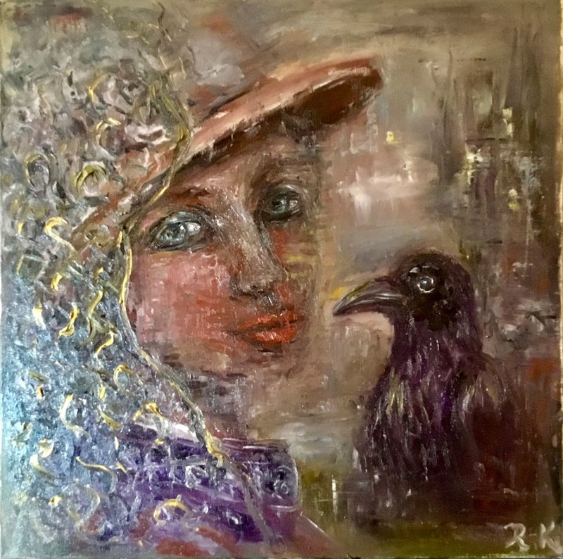 昔日来访者 – 原创油画 60×60 cm | 当代具象 - 墙贴/壁贴 - 其他材质 银色