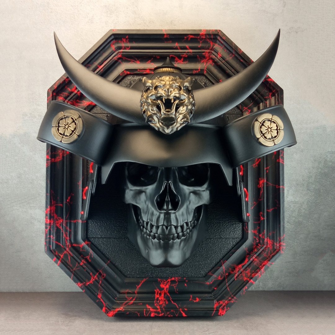 3D 武士头骨墙面艺术品 - 墙贴/壁贴 - 塑料 黑色