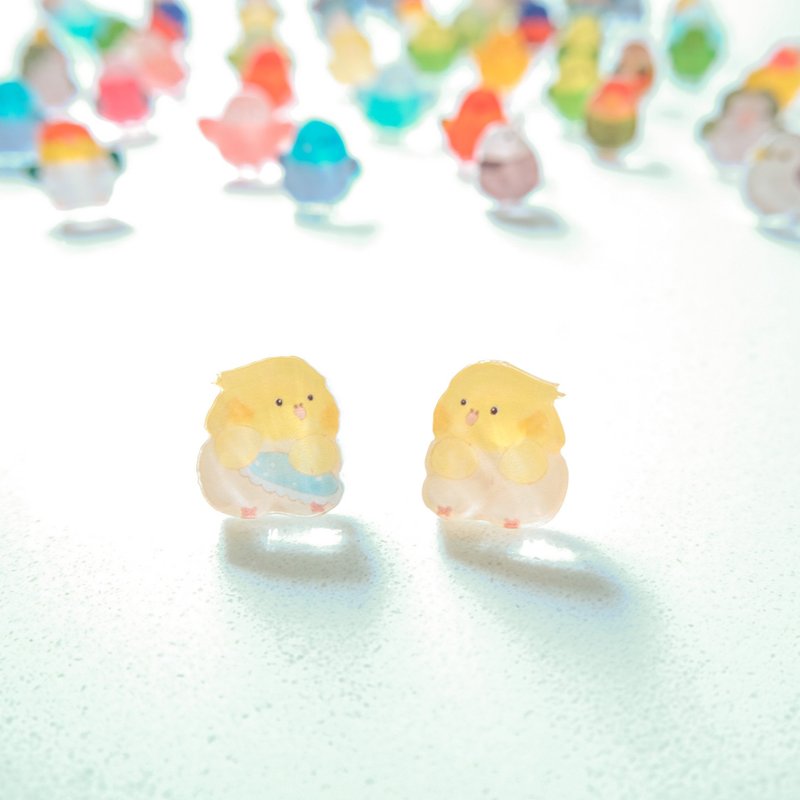 玄凤鹦鹉珍珠奶茶耳环 鸡尾鹦鹉 玄凤鹦鹉 S925银针 免邮费 - 耳环/耳夹 - 纯银 