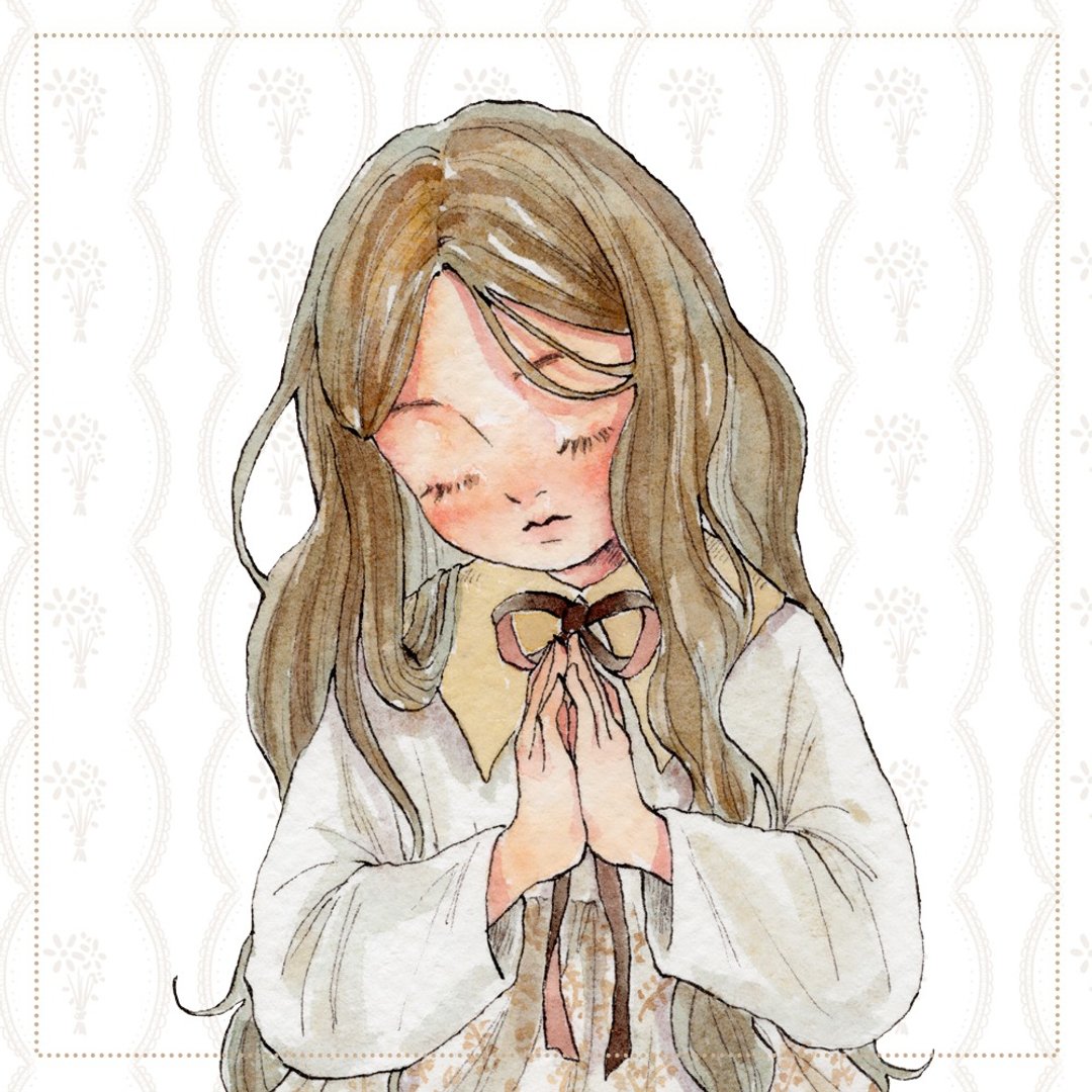 祈祷的女孩 - 贴纸 - 纸 