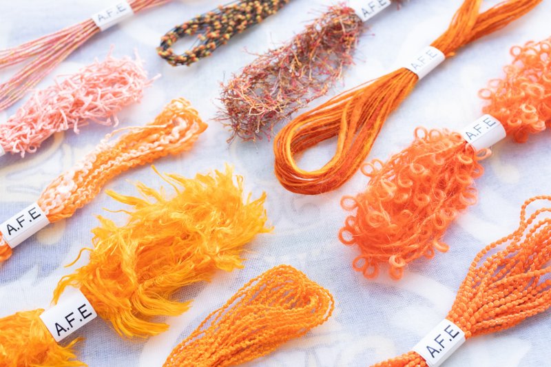 Assortment set of 10 different colors orange yarn Please use it to create your own unique work. - 编织/刺绣/羊毛毡/裁缝 - 绣线 橘色