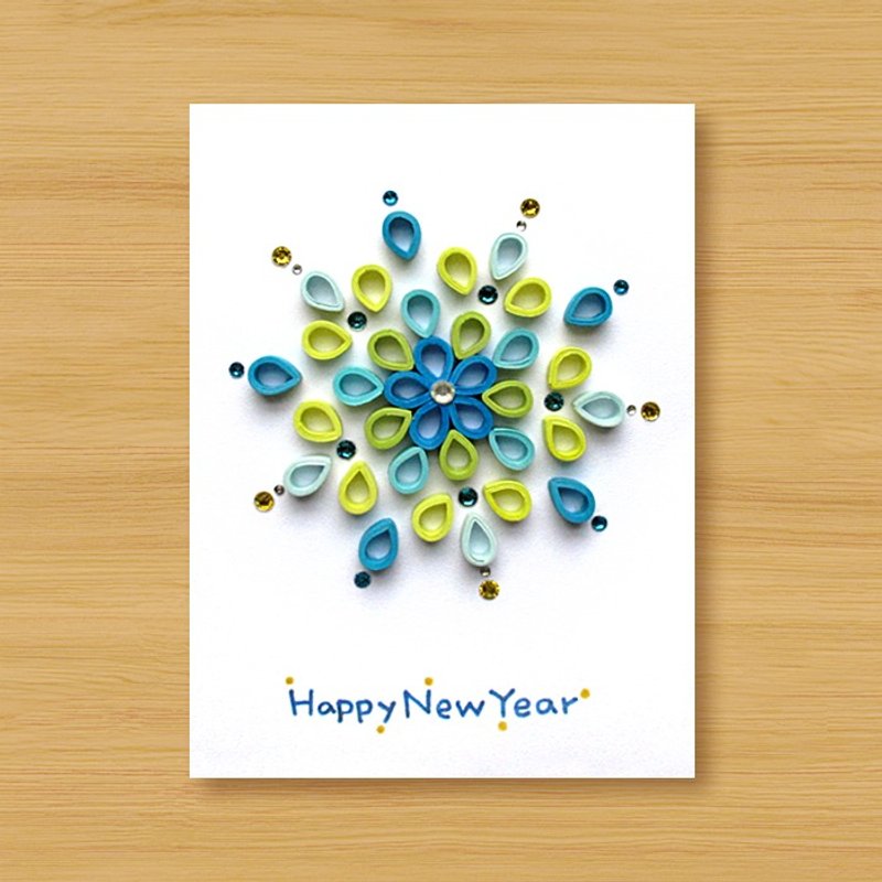 手工卷纸卡片 _ 灿烂火花贺新年 ... 新年贺卡、感谢卡、万用卡 - 卡片/明信片 - 纸 蓝色