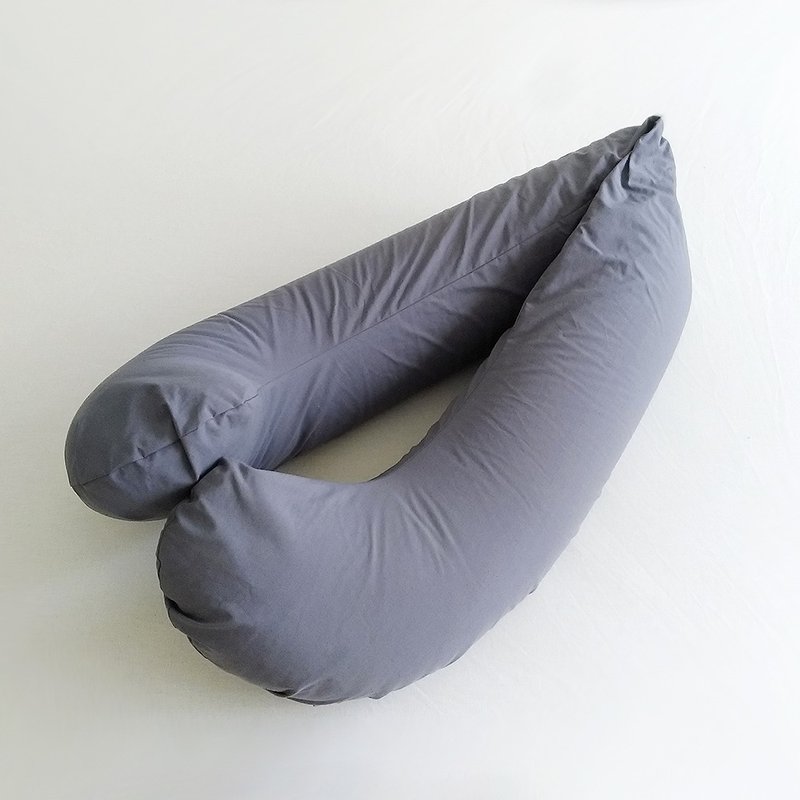 棉麻灰 | 孕妇舒压.助眠.水洗薄棉麻.灰色.干爽.透气.轻.微粒型 - 枕头/抱枕 - 聚酯纤维 灰色