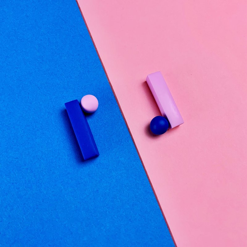 nearly equal blue×pink ピアス イヤリング - 耳环/耳夹 - 粘土 多色