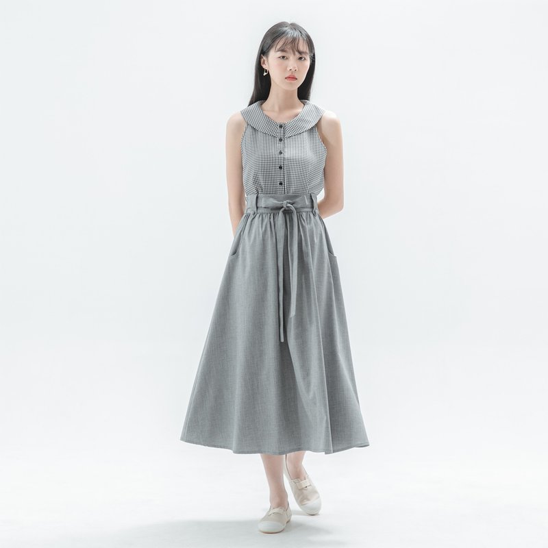 【经典原创】Mist_云烟绑带裙_CLB001_灰 - 裙子 - 棉．麻 灰色