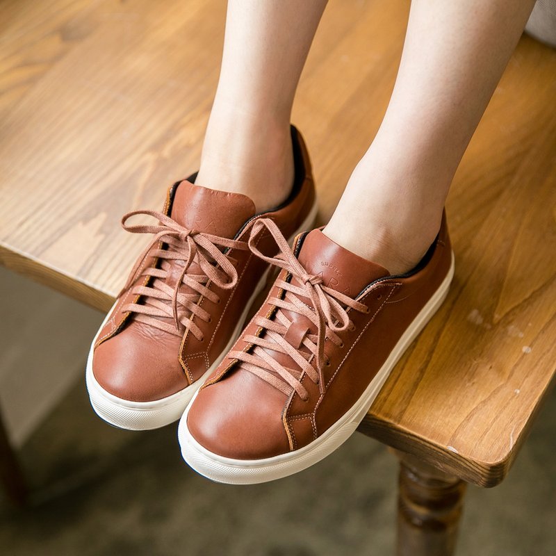 环游世界休闲小皮鞋-马丘比丘 - 女款休闲鞋 - 真皮 咖啡色