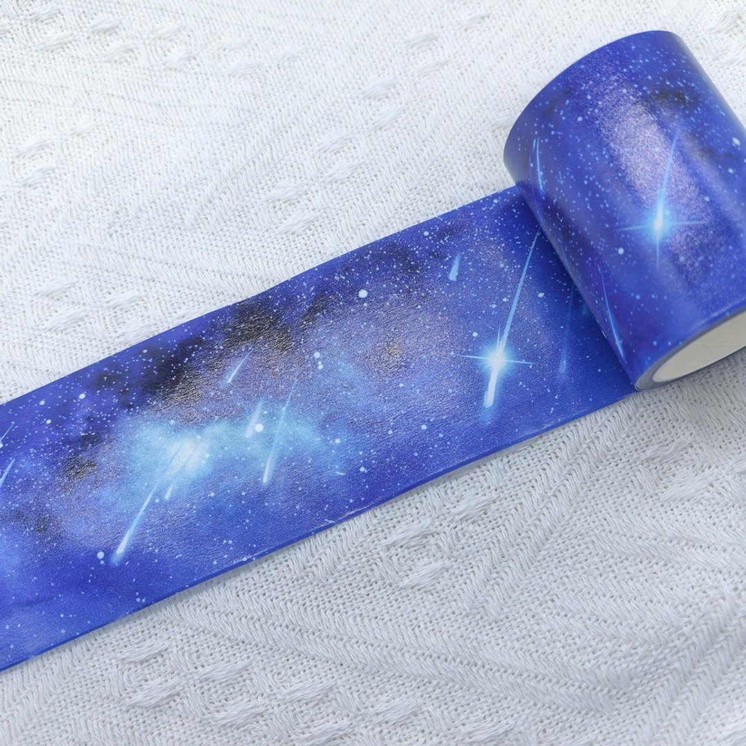 流星夜空 OKMT天空造景PET无白墨和纸特油手帐胶带贴纸 - 纸胶带 - 塑料 蓝色