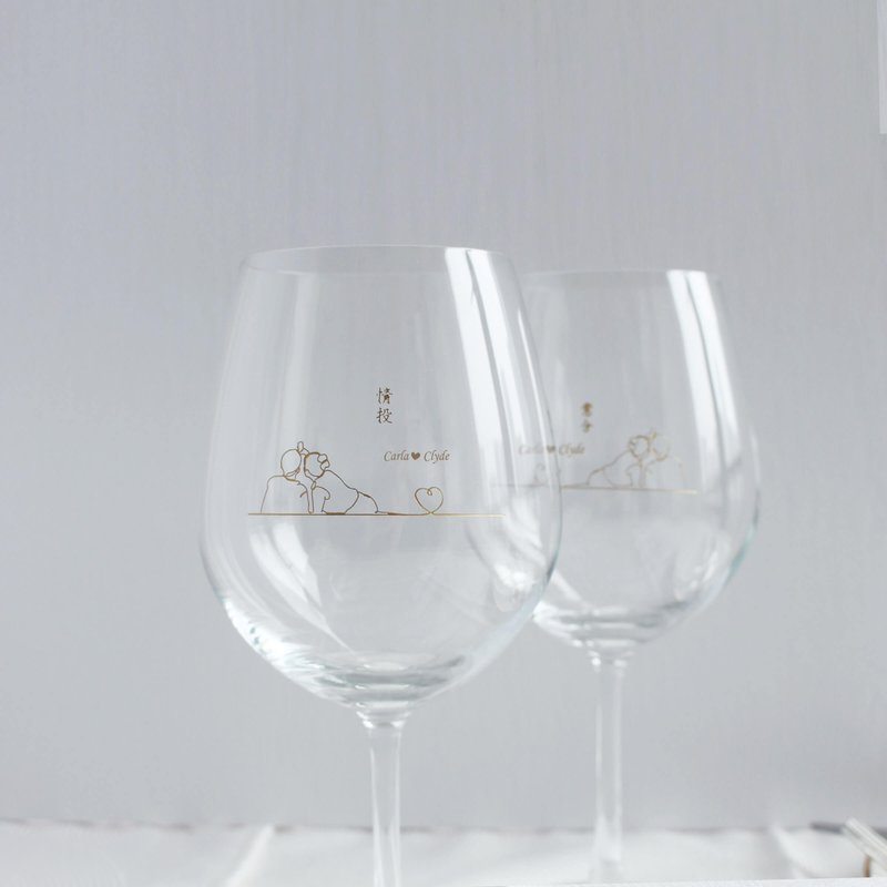 Minimalist简单爱系列|定制情投意合红酒对杯—文字雕刻 - 酒杯/酒器 - 玻璃 