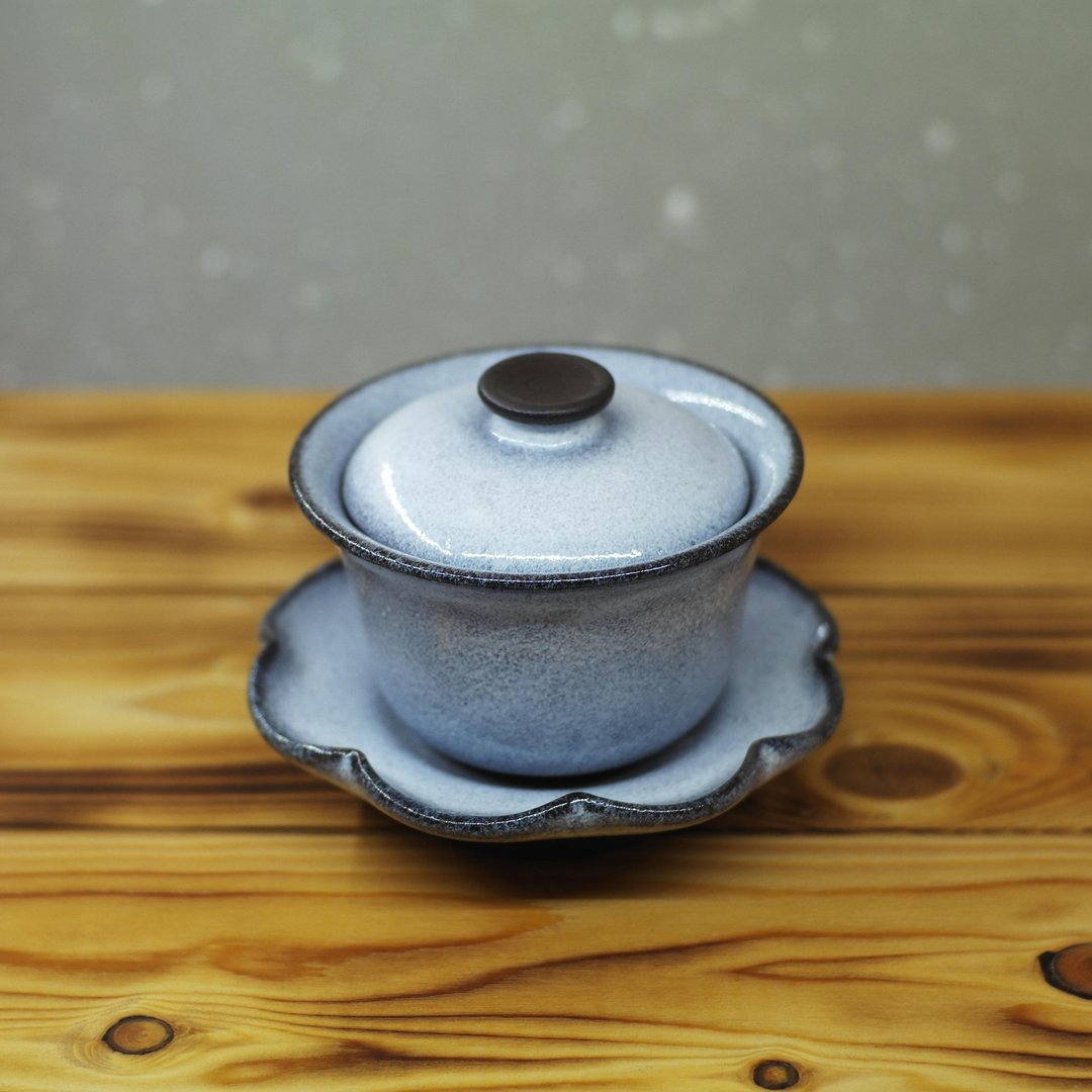 双挂钛白釉盖碗 三才碗 手作陶艺 茶道具 - 茶具/茶杯 - 陶 