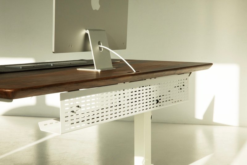 桌下收纳格 - 卷线器/电线收纳 - 不锈钢 白色