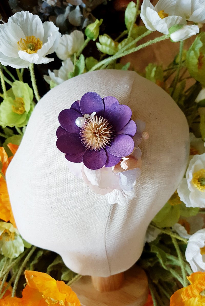发饰 / 发夹 【干燥花与人造花系列】紫色花草风格 - 发饰 - 植物．花 紫色