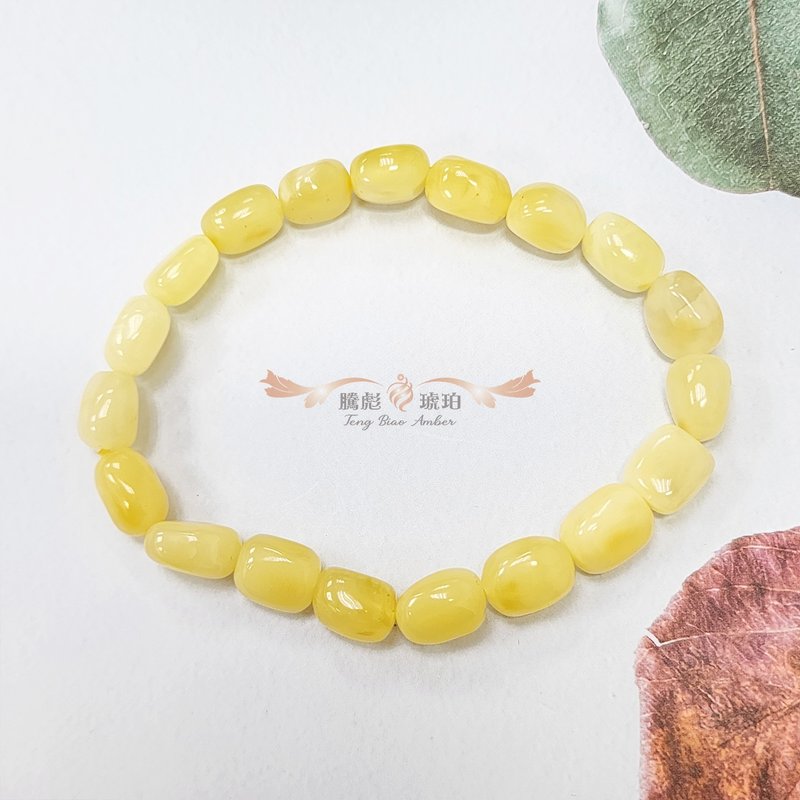 腾彪琥珀 天然琥珀蜜蜡 飘花色蜜蜡 沁色随形 小精品雅致款 手链 - 手链/手环 - 半宝石 黄色