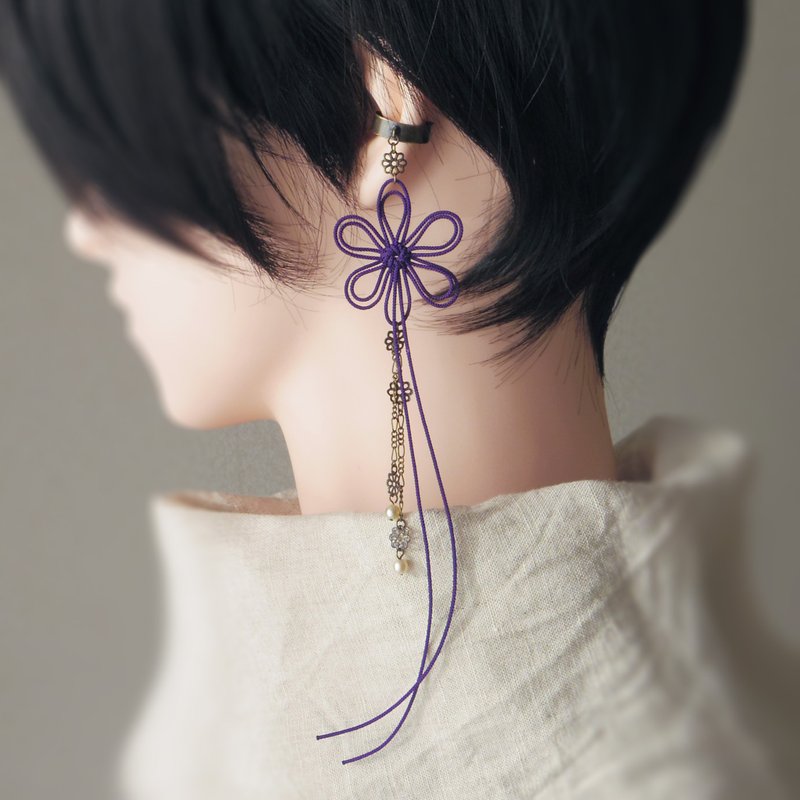 饰结单边耳 cuff 薰【轻盈日式】适合浴衣、和服及日常穿搭。 - 耳环/耳夹 - 其他金属 紫色