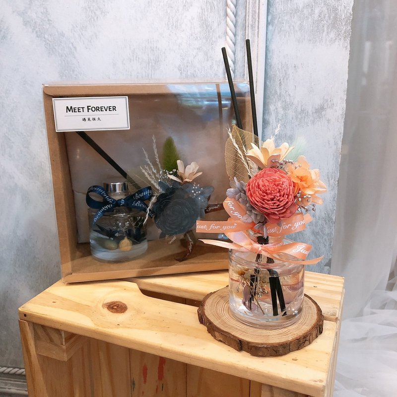 【遇见恒久】玫瑰爵士扩香浮游花组合 附赠扩香棒 可自行加入精油 - 干燥花/捧花 - 植物．花 