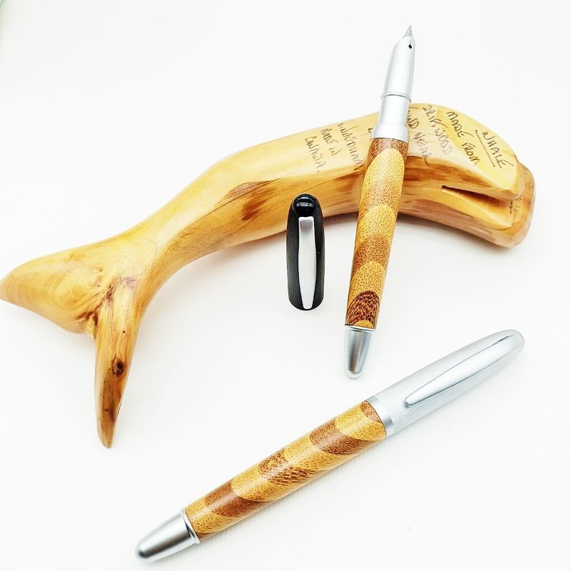 发丝纹 天然竹笔 Bamboo 钢笔 附笔盒 墨水~虎之鹤 - 圆珠笔/中性笔 - 竹 