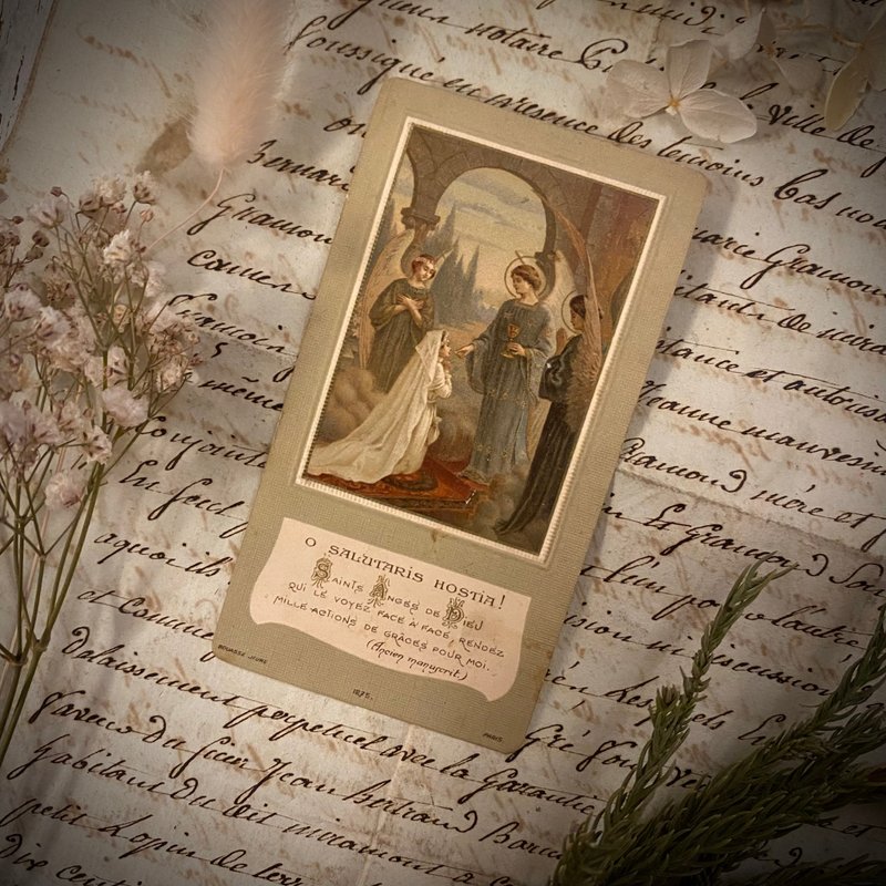 1900初 法国基督宗教近百年古董祈祷卡 - 卡片/明信片 - 纸 银色