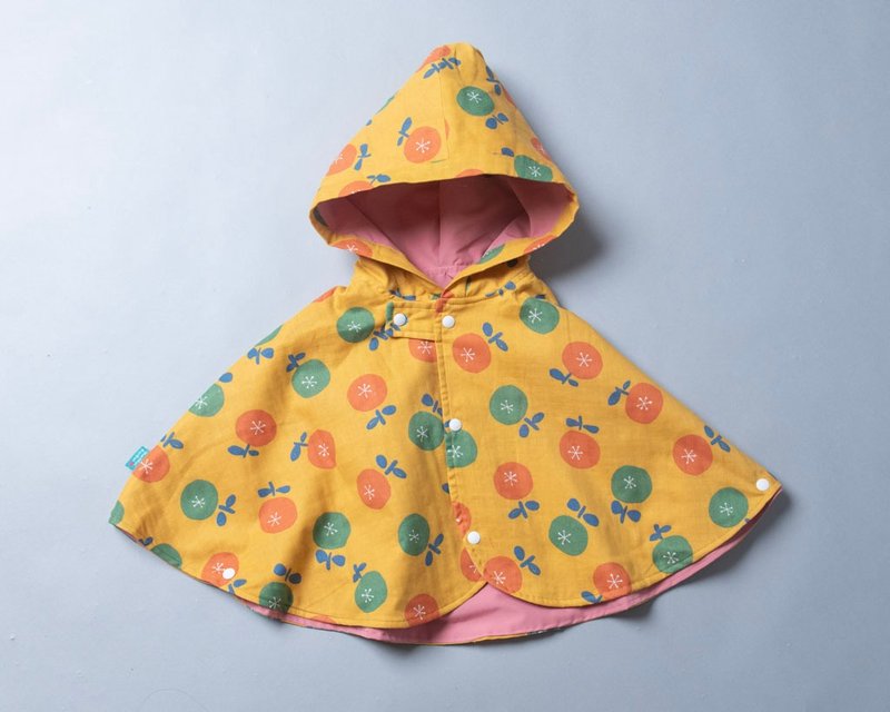 抗风防雨双面斗篷-花73-纱vs玫瑰粉 - 童装外套 - 棉．麻 黄色