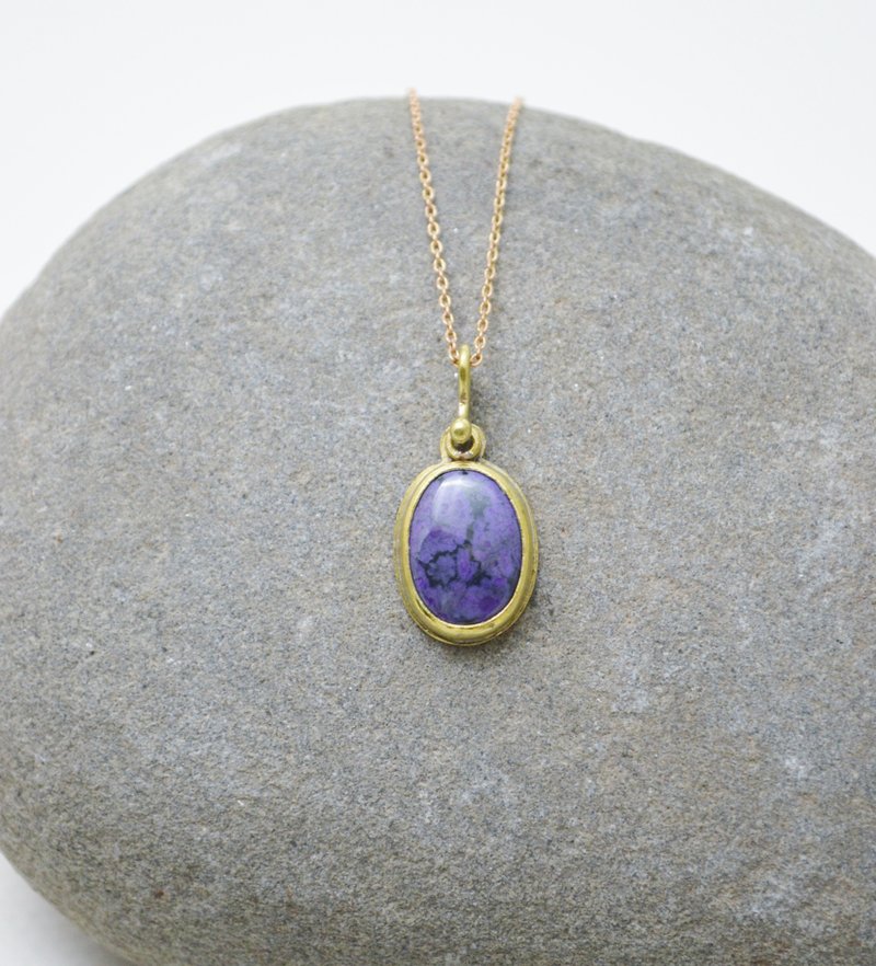 简单系列-舒俱徕石(杉石)·黄铜链项链 - 项链 - 铜/黄铜 紫色