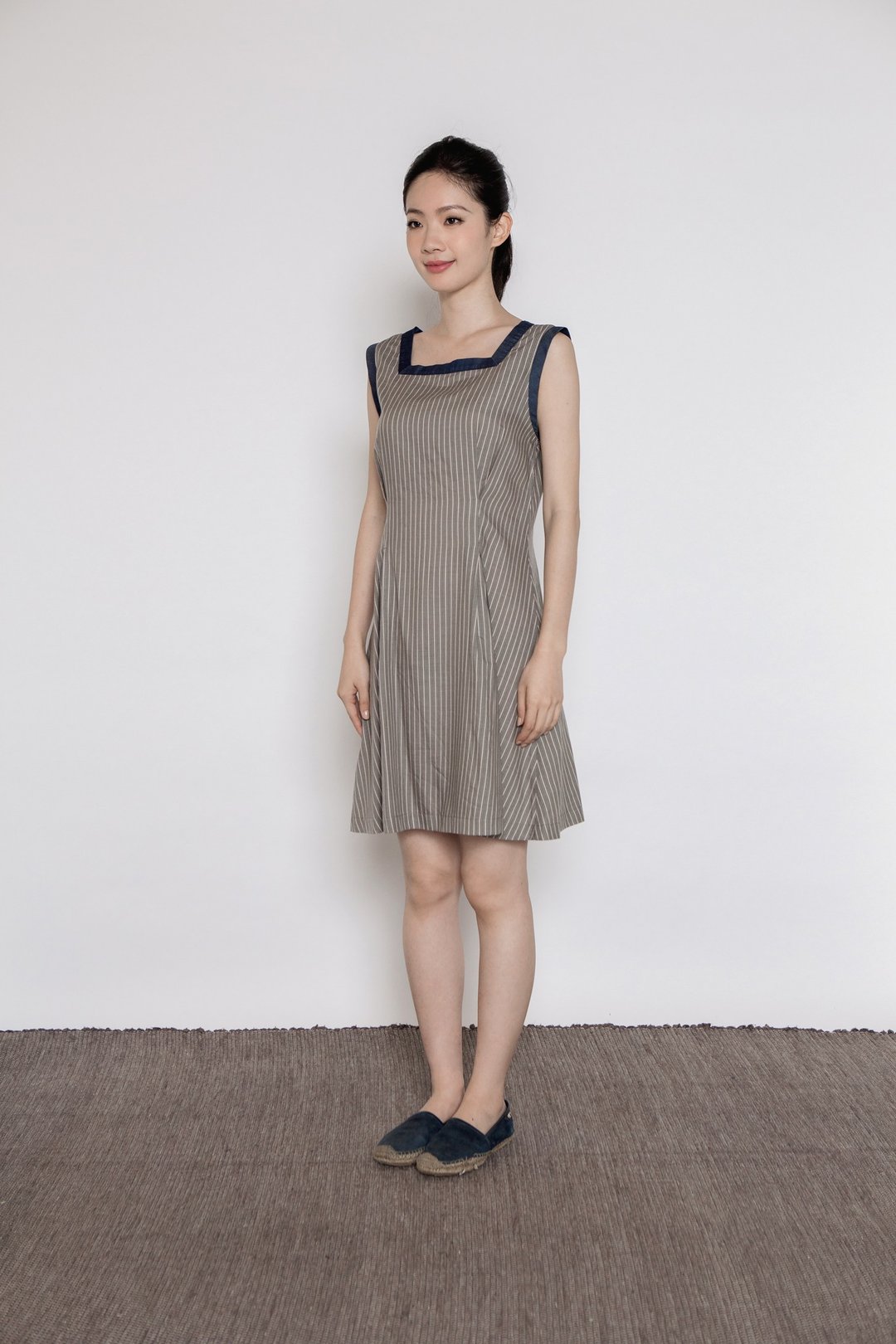灵魂写手细织条纹洋装 Soul Writer Stripe Dress D87 - 洋装/连衣裙 - 其他人造纤维 黑色
