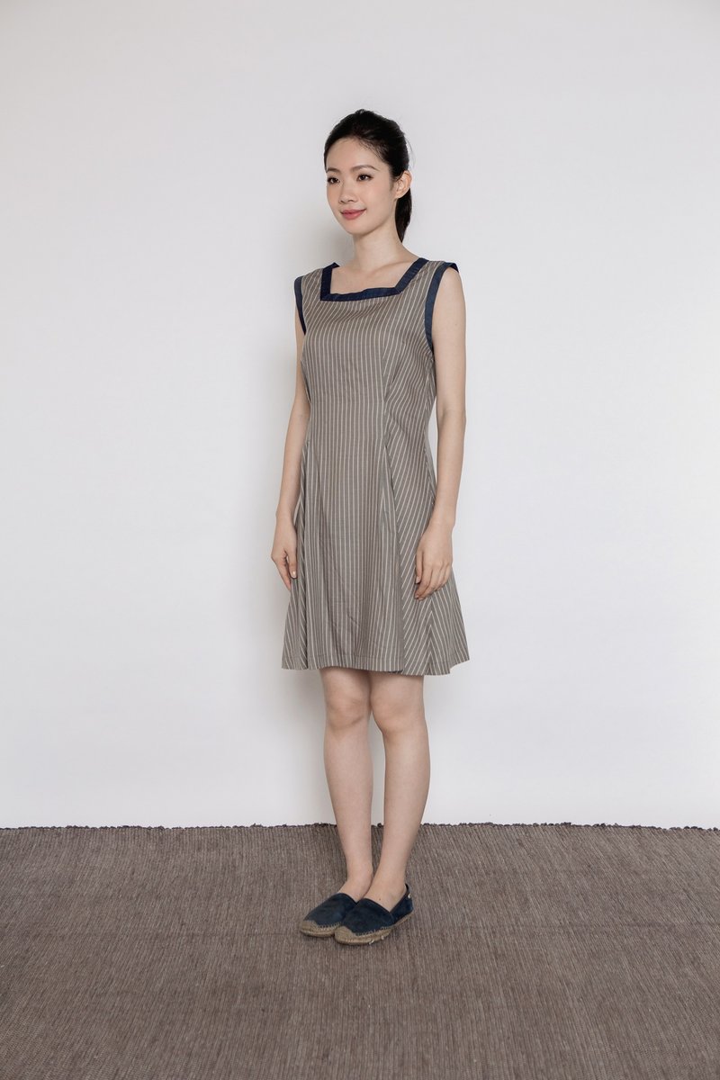 灵魂写手细织条纹洋装 Soul Writer Stripe Dress D87 - 洋装/连衣裙 - 其他人造纤维 黑色