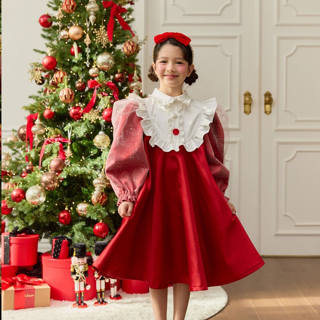 Twinkle bell dress - chrismas red - 童装礼服/连衣裙 - 其他材质 