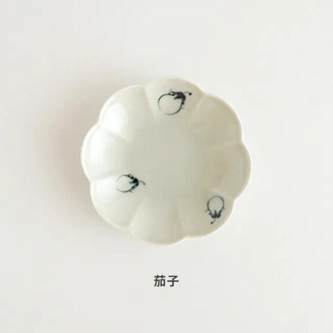 【303select】有田烧 日本 菊割小皿 茄子 - 盘子/餐盘/盘架 - 瓷 