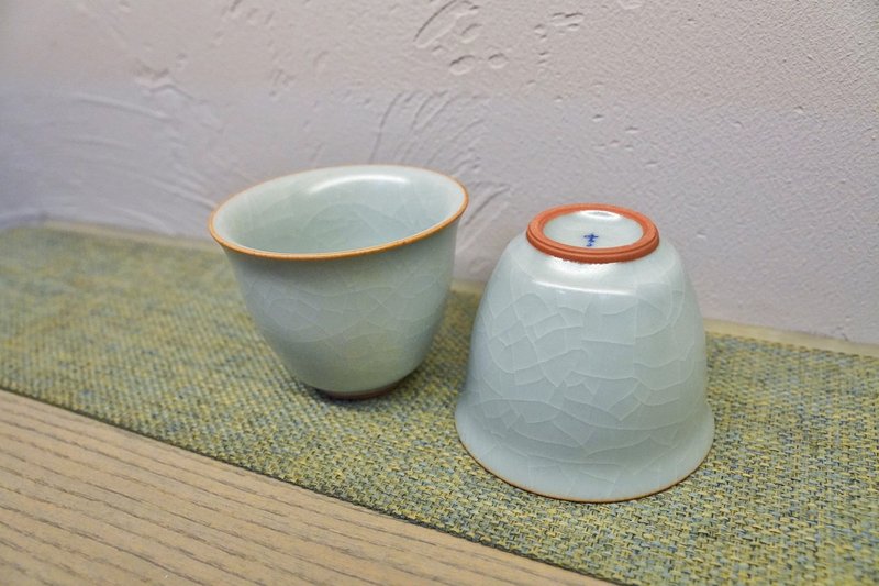 台湾汝窑大师林德丰 - 汝窑高圆对杯(现货+预购) - 其他杯子 - 陶 蓝色