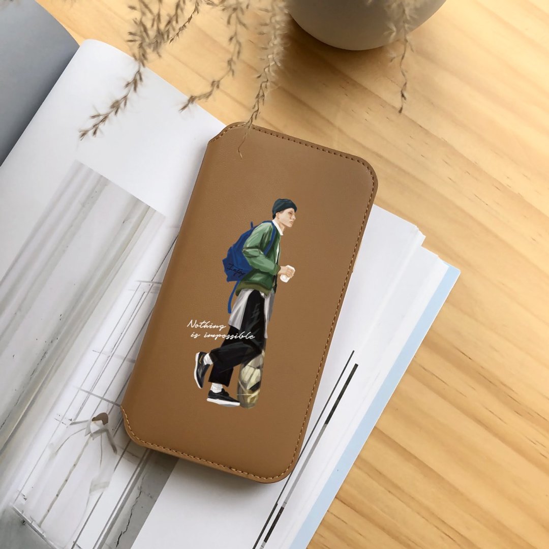 iPhone 11/11max/SE2/12/12mini 美式街头潮流掀盖皮革手机壳 - 手机壳/手机套 - 塑料 咖啡色