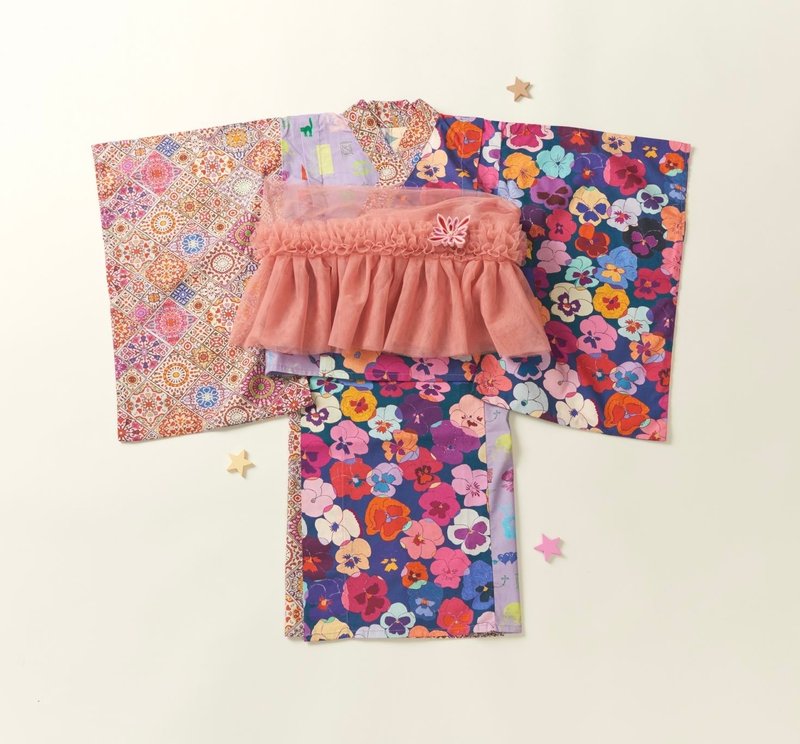 浴衣三色堇 - 童装礼服/连衣裙 - 棉．麻 紫色